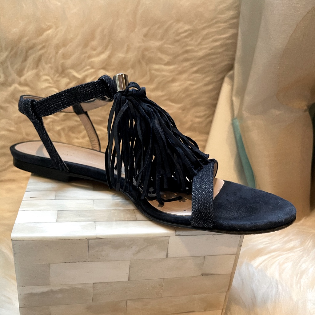 Club Monaco Denim/Suede Tassel Sandals